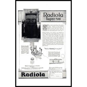 1924 Radiola Super-VIII 8 Console Radio Vintage Print Ad RCA Wall Art Photo